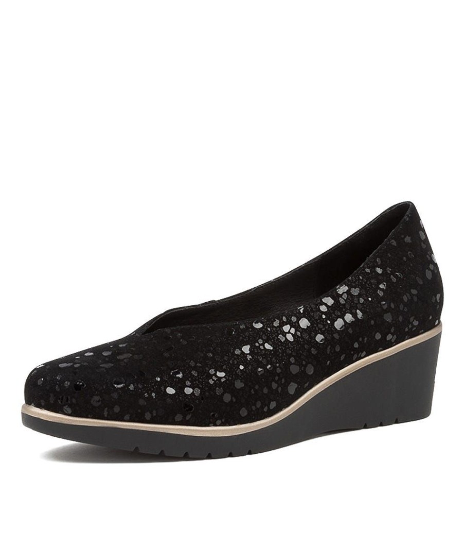 Shoes DJANGO & JULIETTE | Umme Black Sparkle Suede Wedges