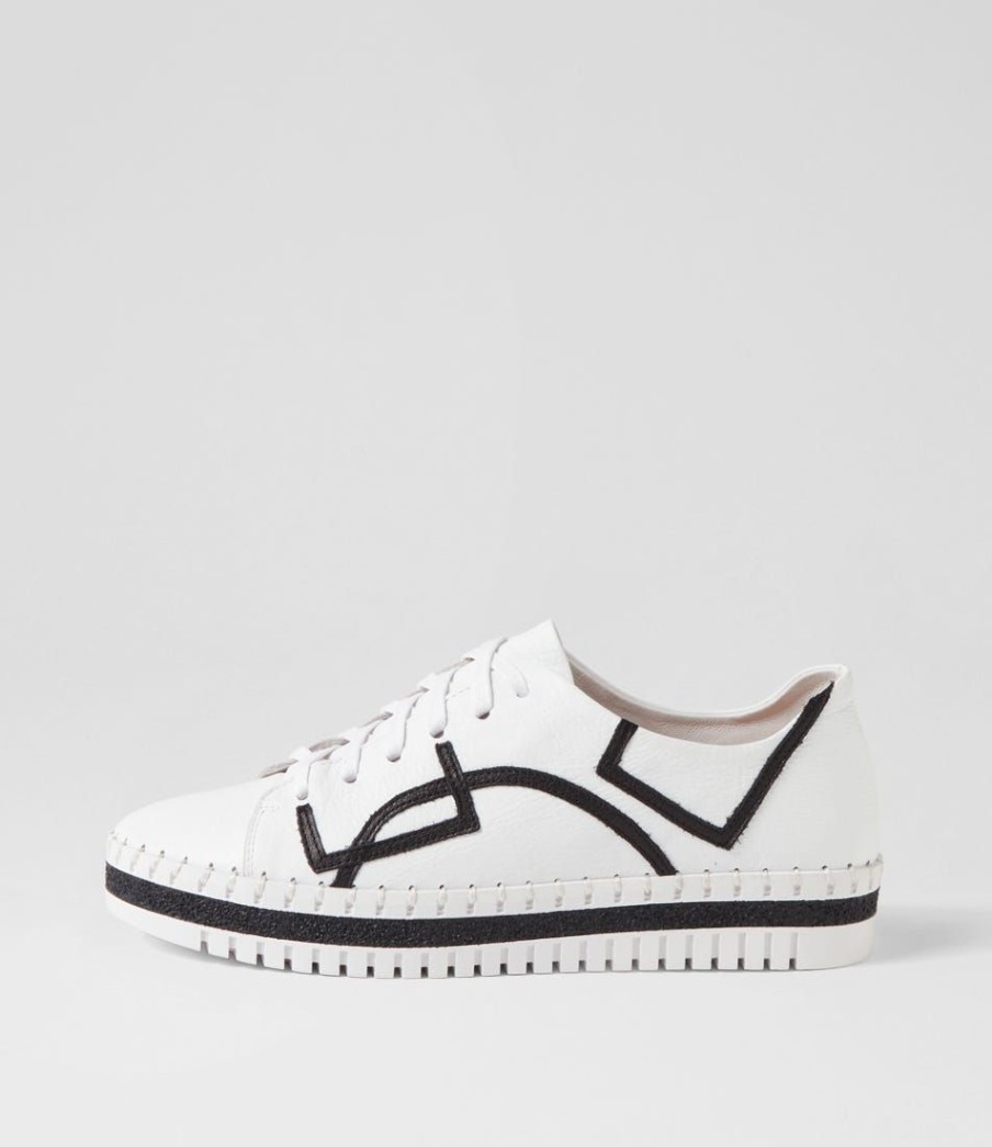 Shoes DJANGO & JULIETTE | Mando White Black Leather Sneakers