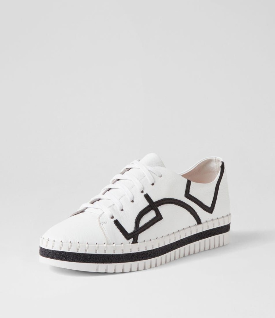 Shoes DJANGO & JULIETTE | Mando White Black Leather Sneakers