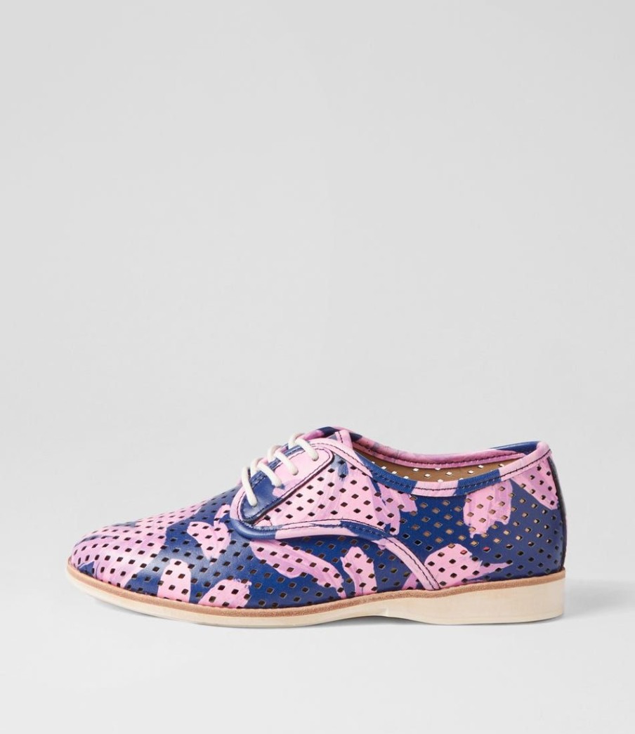 Shoes ROLLIE | Derby Punch Pink Petals Leather Lace Up Flats