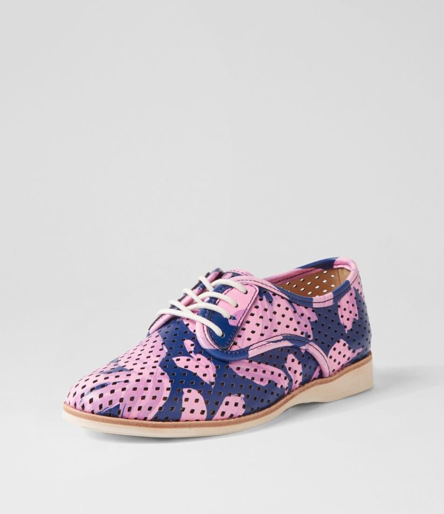 Shoes ROLLIE | Derby Punch Pink Petals Leather Lace Up Flats