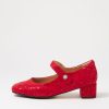 Shoes ZIERA | Kitty W Red Sparkle Suede Mary Jane Heels