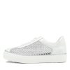 Shoes DJANGO & JULIETTE | Fabia White Shrunken Patent Jewels Sneakers