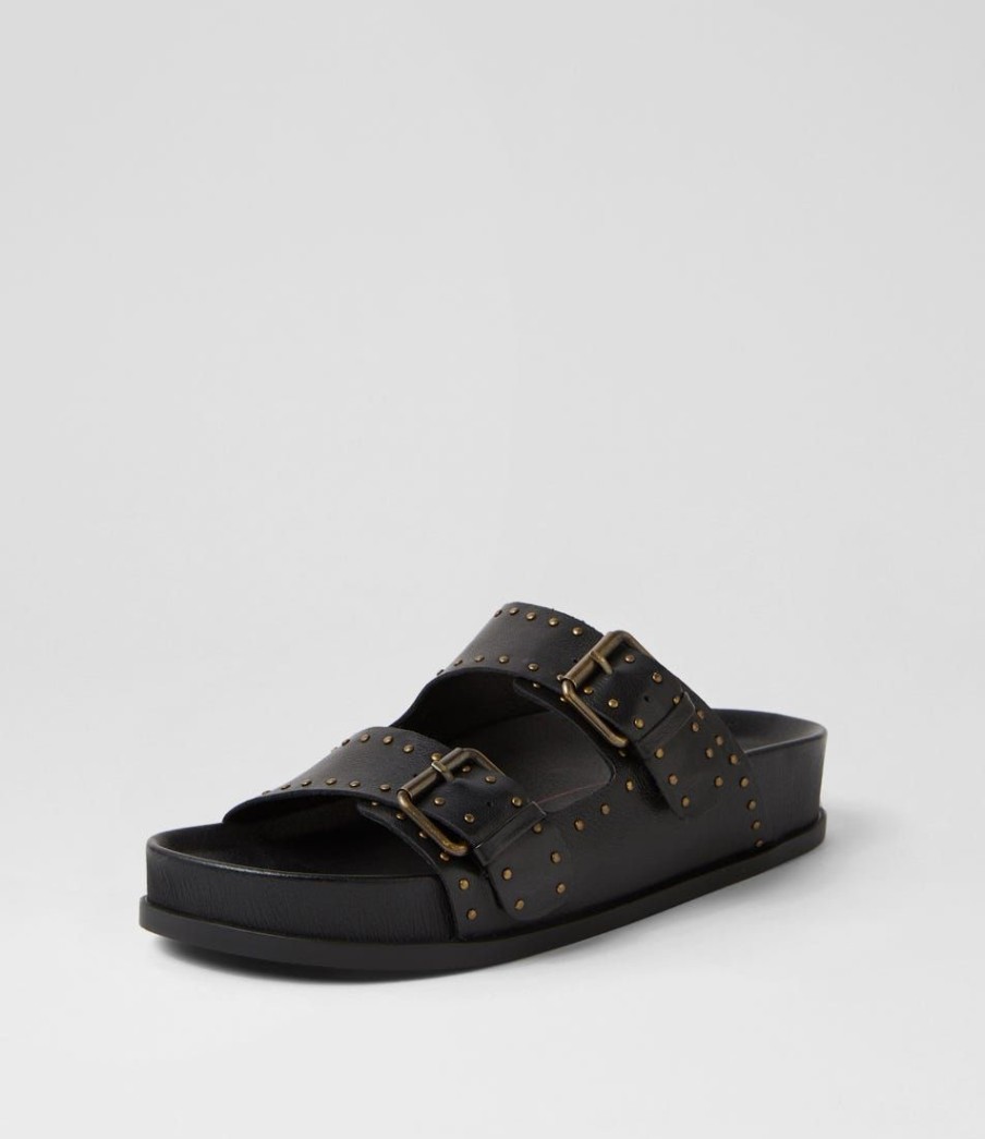 Shoes MOLLINI | Cafe Black Leather Slides