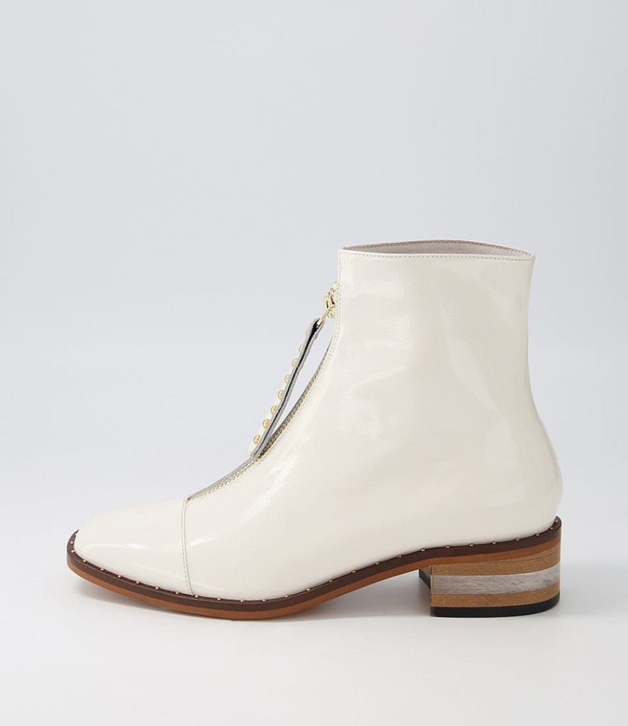 Shoes DJANGO & JULIETTE | Fridays Ivory Patent Leather Ankle Boots