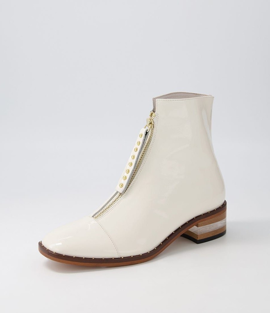 Shoes DJANGO & JULIETTE | Fridays Ivory Patent Leather Ankle Boots