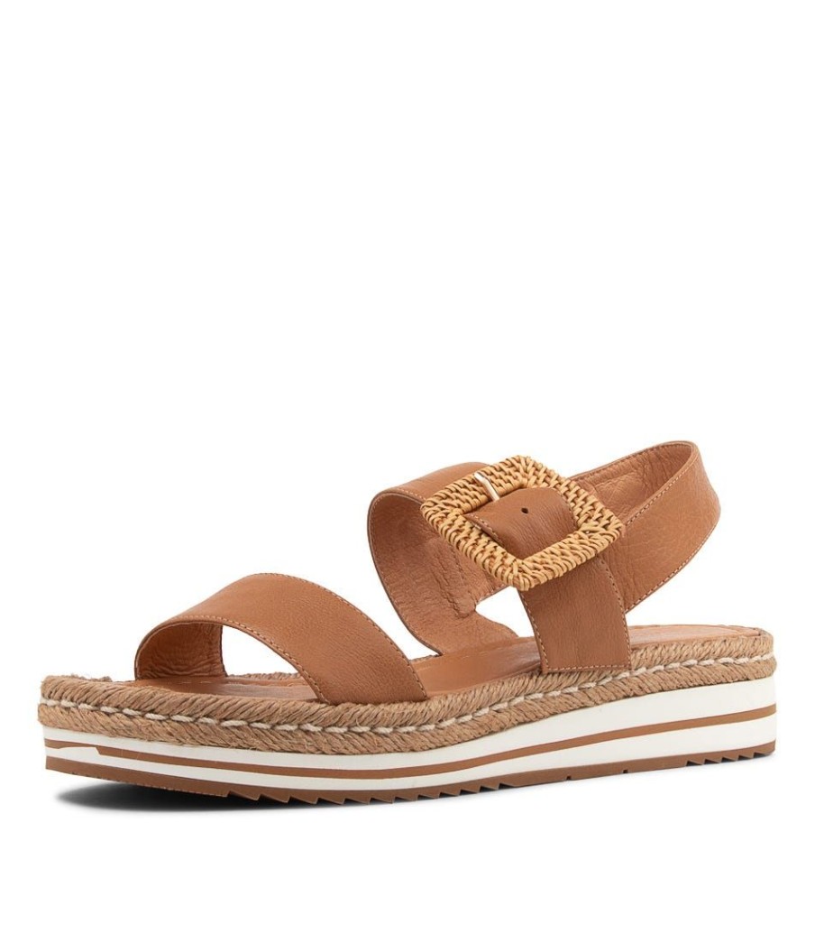 Shoes DJANGO & JULIETTE | Antons Lrg Dark Tan Leather Espadrilles