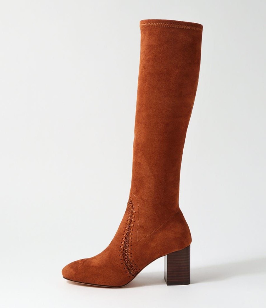 Shoes MOLLINI | Sari Chestnut Stretch Microsuede Knee High Boots