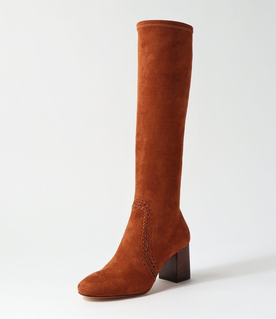 Shoes MOLLINI | Sari Chestnut Stretch Microsuede Knee High Boots