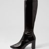 Shoes DJANGO & JULIETTE | Norass Black Stretch Patent Pu Knee High Boots