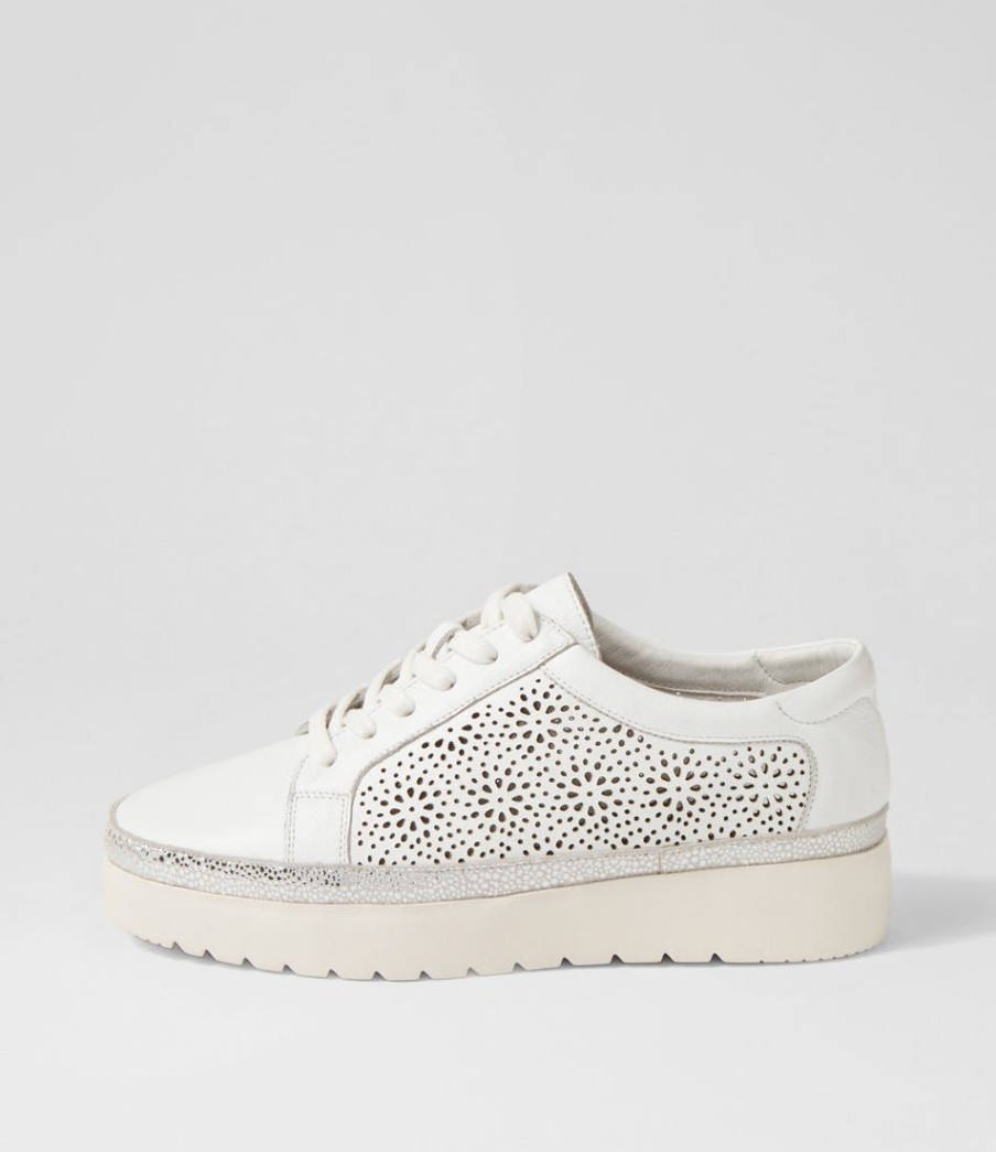 Shoes DIANA FERRARI | Atonik White Silver Speckle Leather Sneakers