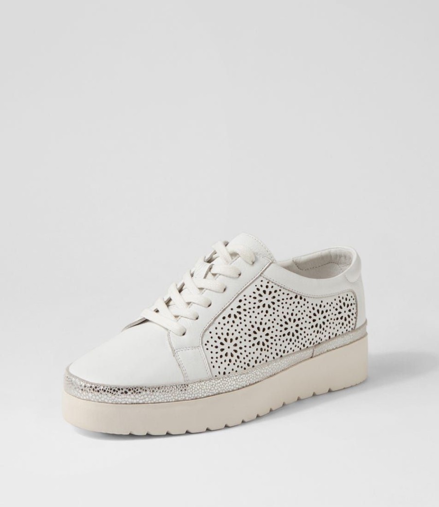 Shoes DIANA FERRARI | Atonik White Silver Speckle Leather Sneakers