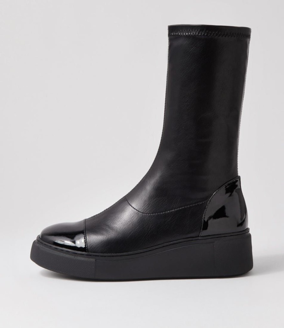 Shoes DJANGO & JULIETTE | Yiggy Black Patent Stretch Calf Boots