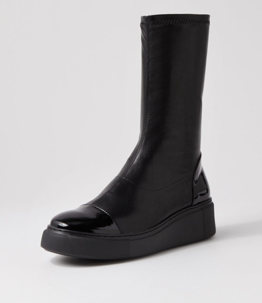 Shoes DJANGO & JULIETTE | Yiggy Black Patent Stretch Calf Boots