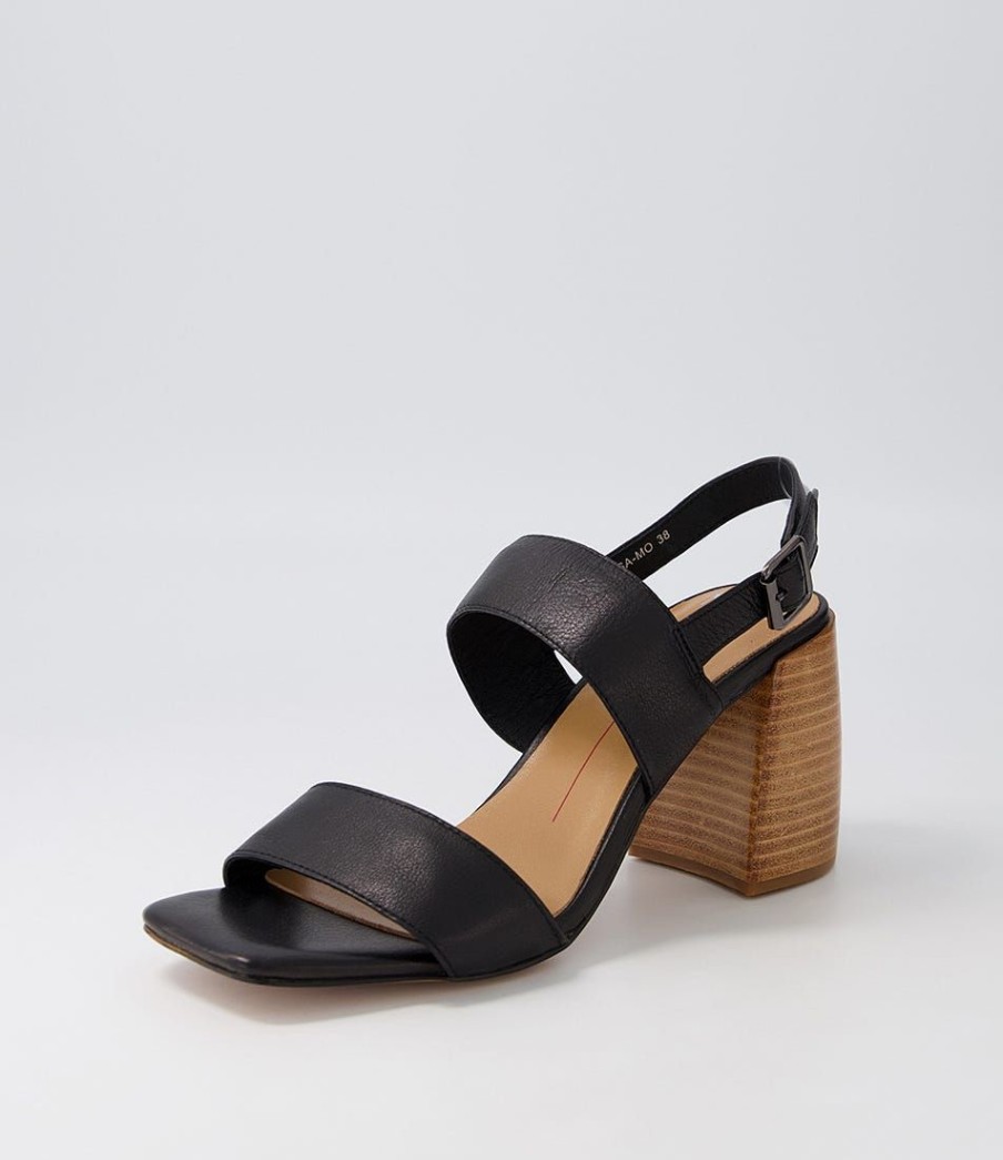 Shoes MOLLINI | Teasa Black Natural Heel Leather Sandals