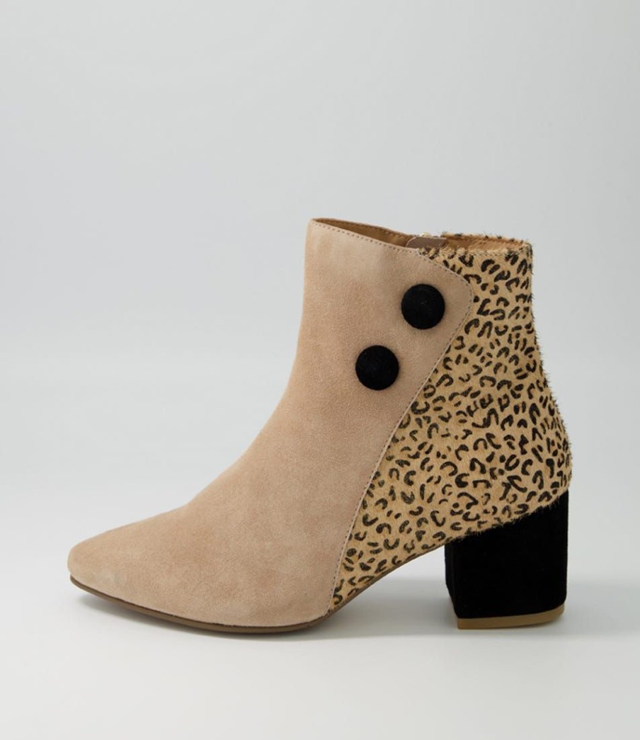 Shoes ZIERA | Veyda Xw Taupe-Metallic Leopard Multi Ankle Boots