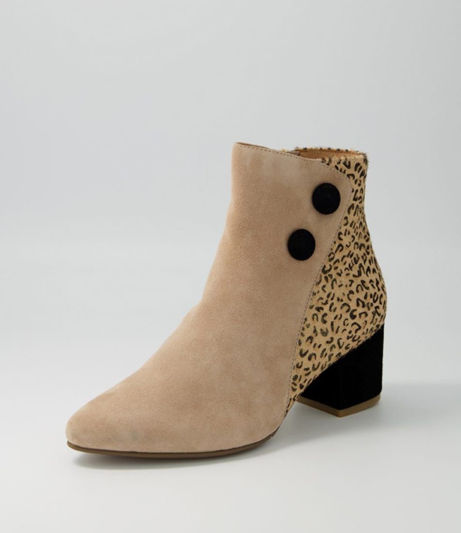 Shoes ZIERA | Veyda Xw Taupe-Metallic Leopard Multi Ankle Boots