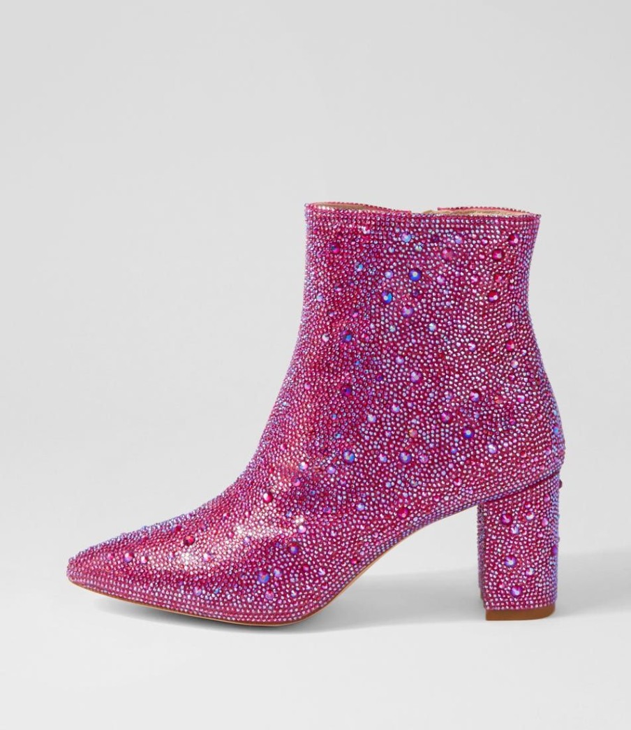 Shoes DJANGO & JULIETTE | Glister Fuchsia Jewel Fabric Ankle Boots