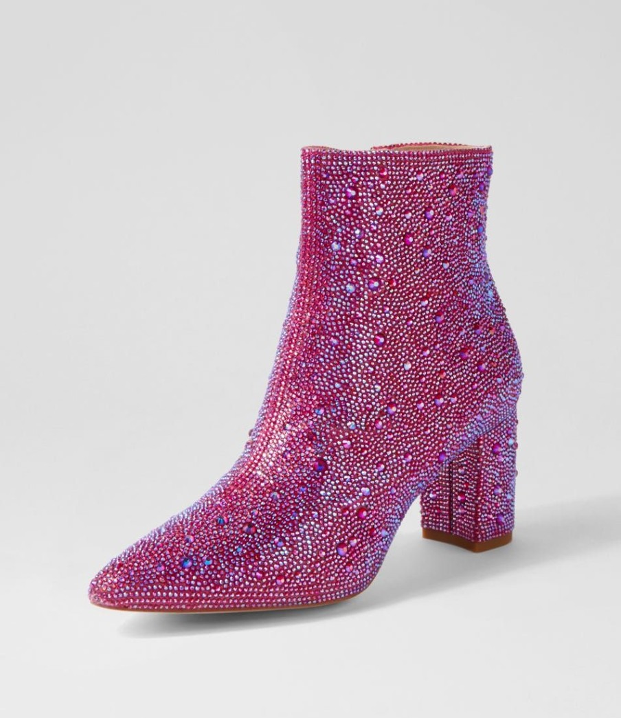 Shoes DJANGO & JULIETTE | Glister Fuchsia Jewel Fabric Ankle Boots