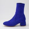 Shoes DJANGO & JULIETTE | Checkie Electric Blue Stretch Microsuede Ankle Boots