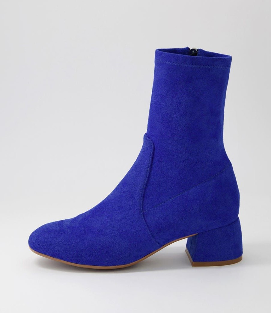 Shoes DJANGO & JULIETTE | Checkie Electric Blue Stretch Microsuede Ankle Boots