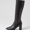 Shoes DJANGO & JULIETTE | Norass New Black Stretch Smooth Knee High Boots