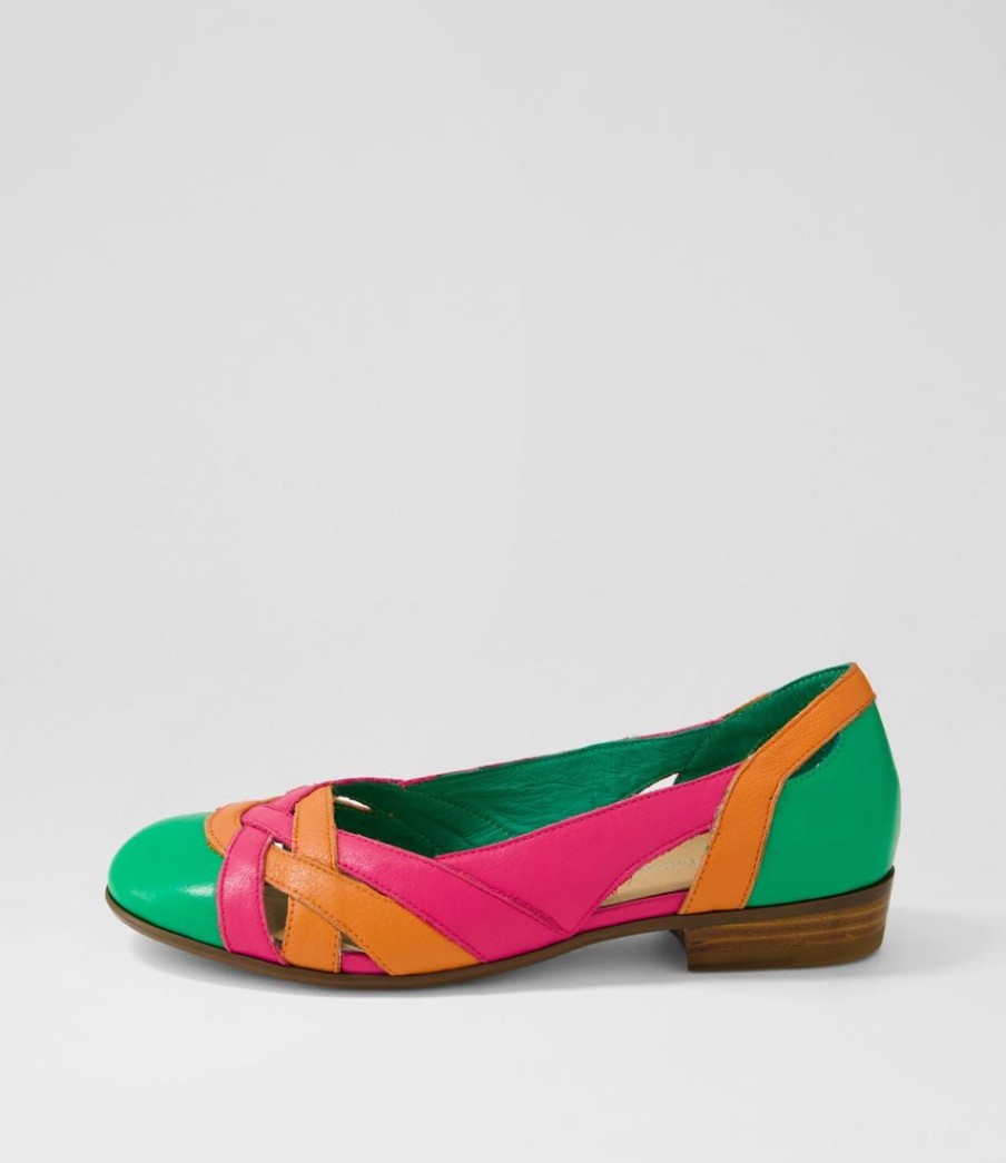 Shoes DJANGO & JULIETTE | Doddo Bright Emerald Orange Multi Ballet Flats