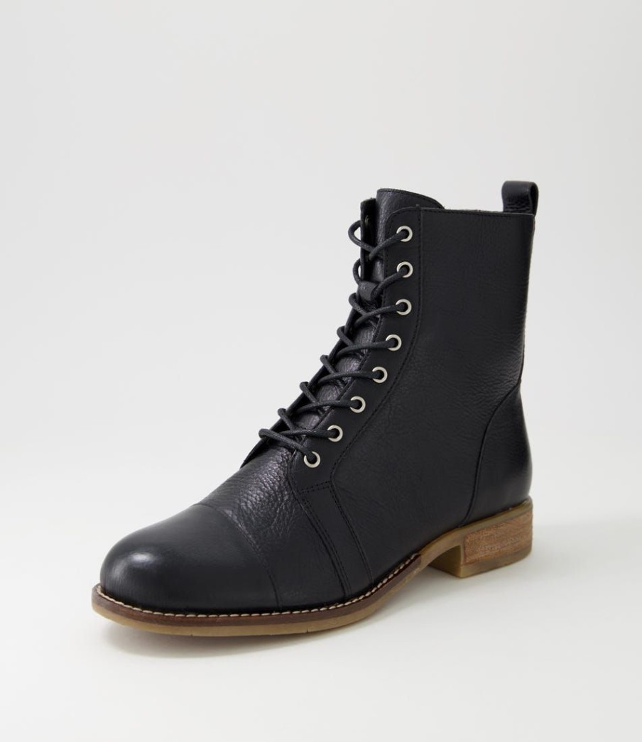 Shoes DJANGO & JULIETTE | Collens Black Leather Lace Up Boots