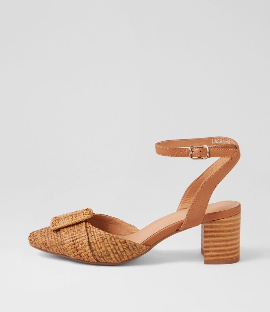 Shoes DIANA FERRARI | Lasha Natural Dark Tan Woven Leather Heels