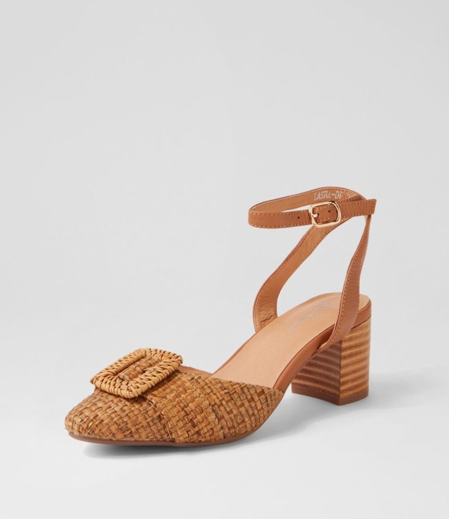 Shoes DIANA FERRARI | Lasha Natural Dark Tan Woven Leather Heels