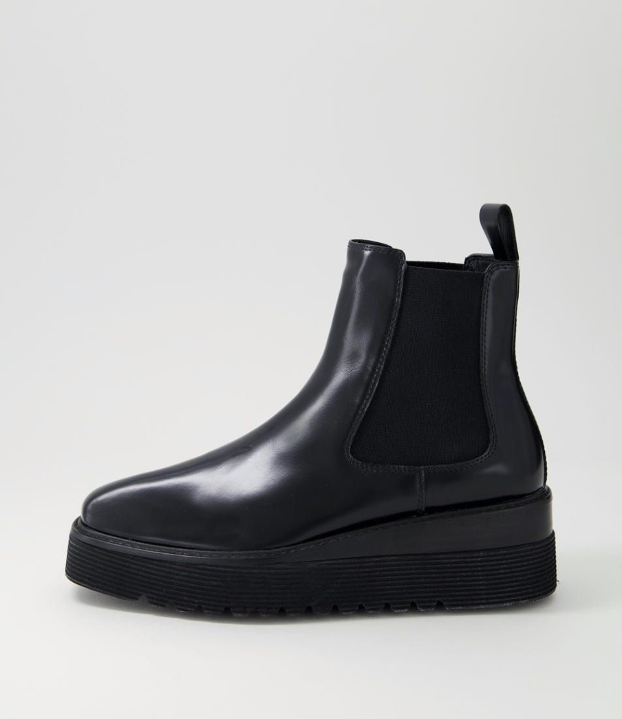 Shoes TOP END | Ullons Black Leather Elastic Chelsea Boots