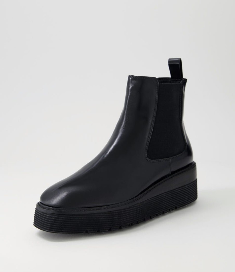 Shoes TOP END | Ullons Black Leather Elastic Chelsea Boots