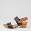 Shoes TOP END | Cartha Black Dark Tan Leather Sandals