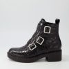 Shoes DJANGO & JULIETTE | Xantha Black Shine Croc Leather Ankle Boots