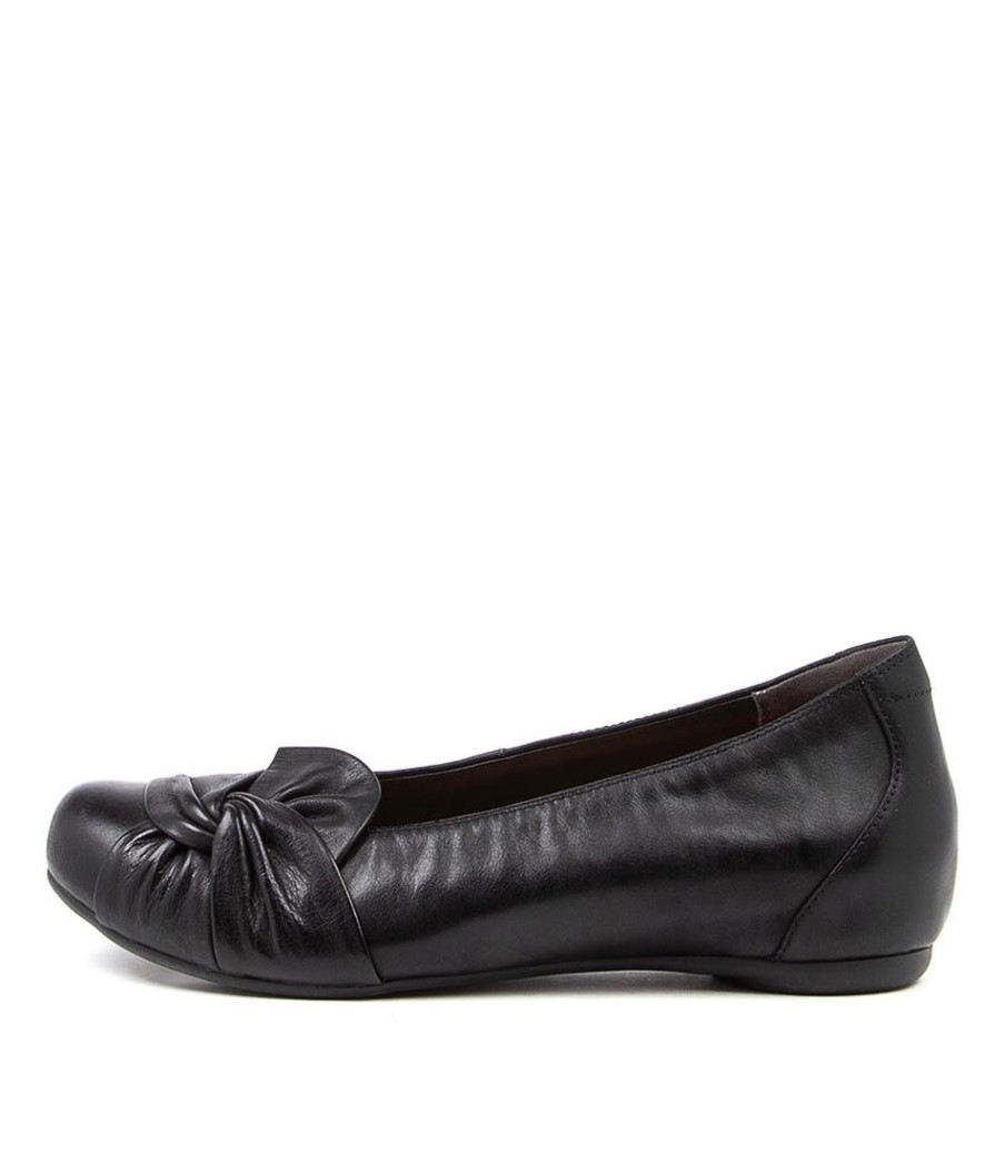 Shoes ZIERA | Helio W Black Leather Ballet Flats