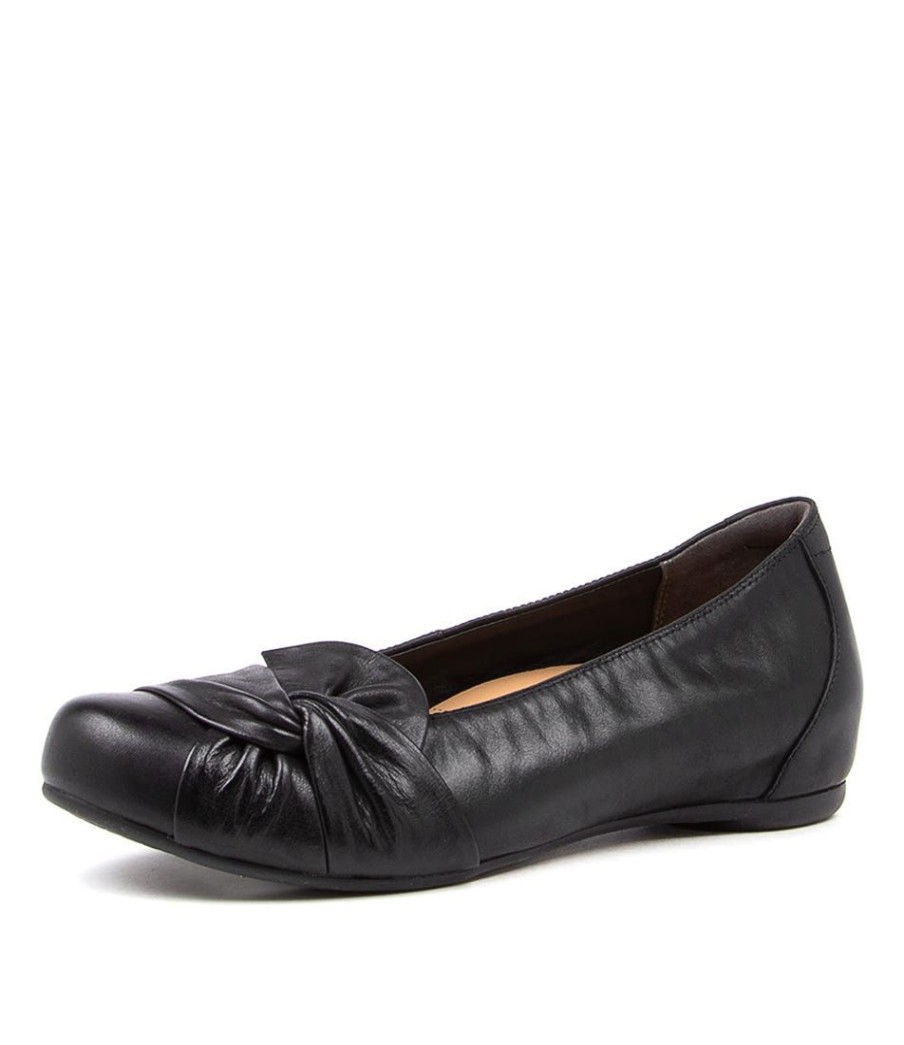 Shoes ZIERA | Helio W Black Leather Ballet Flats