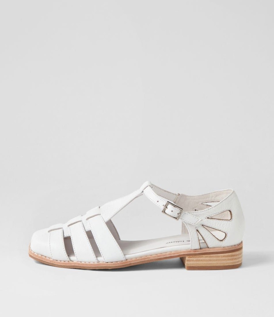 Shoes DJANGO & JULIETTE | Acely White Leather Flat Shoes