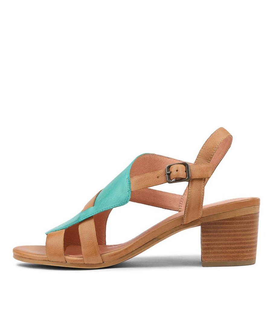 Shoes DJANGO & JULIETTE | Baltimore Lrg Lt Emerald Dk Tan Leather Sandals