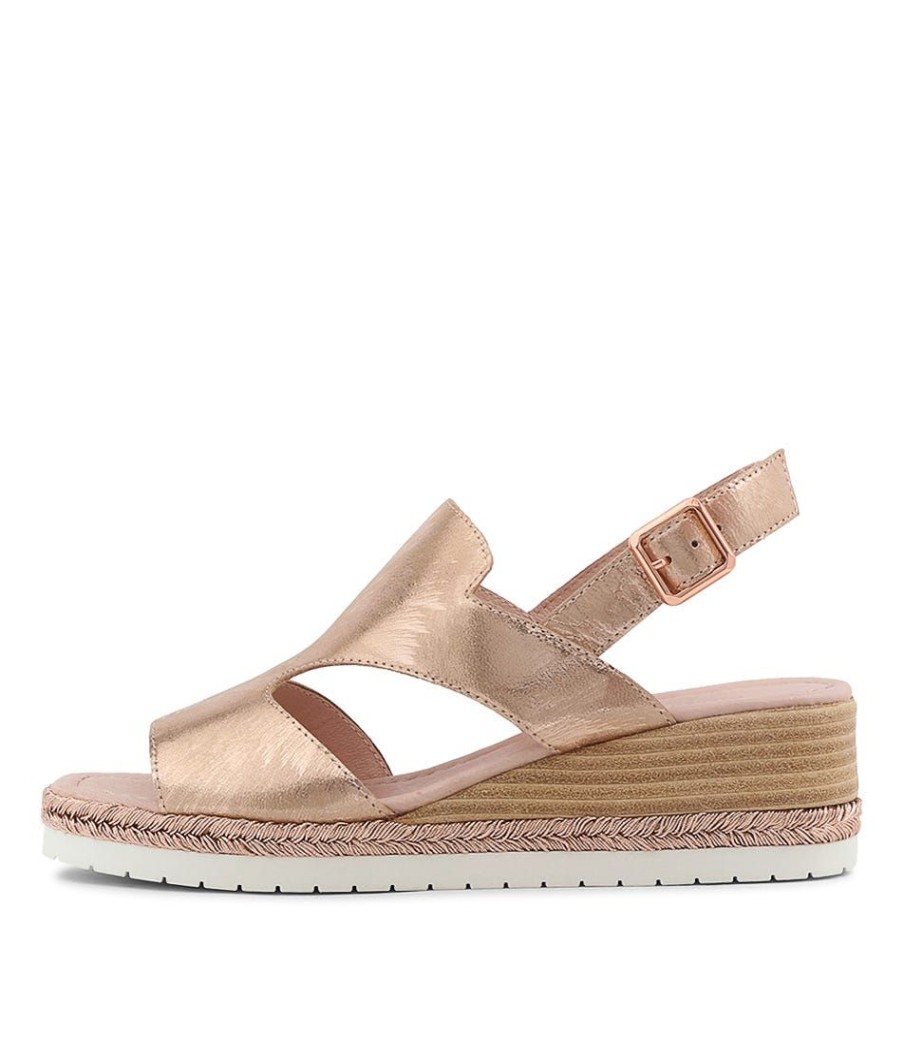 Shoes DJANGO & JULIETTE | Ilorin Rose Gold Scratch Leather Sandals