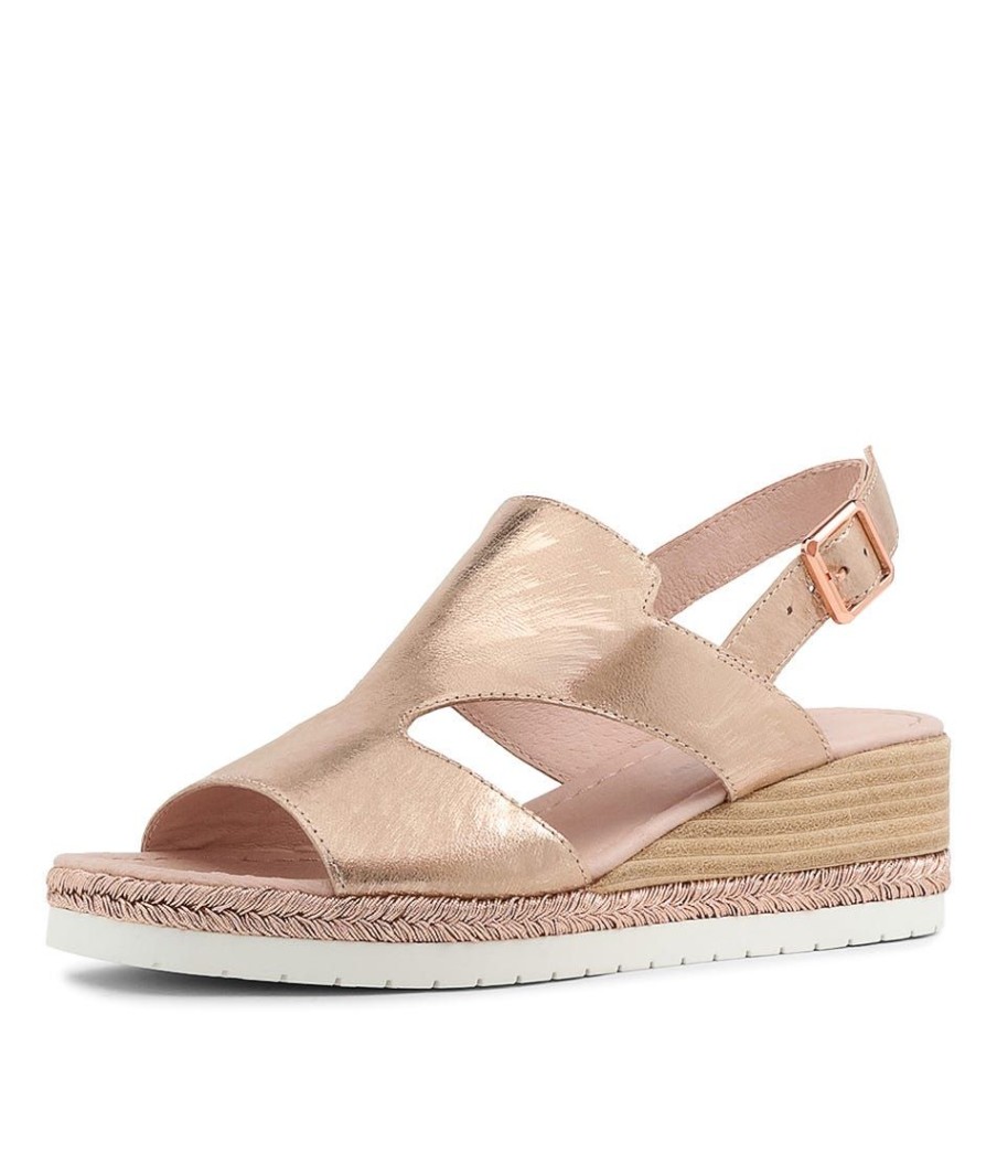 Shoes DJANGO & JULIETTE | Ilorin Rose Gold Scratch Leather Sandals