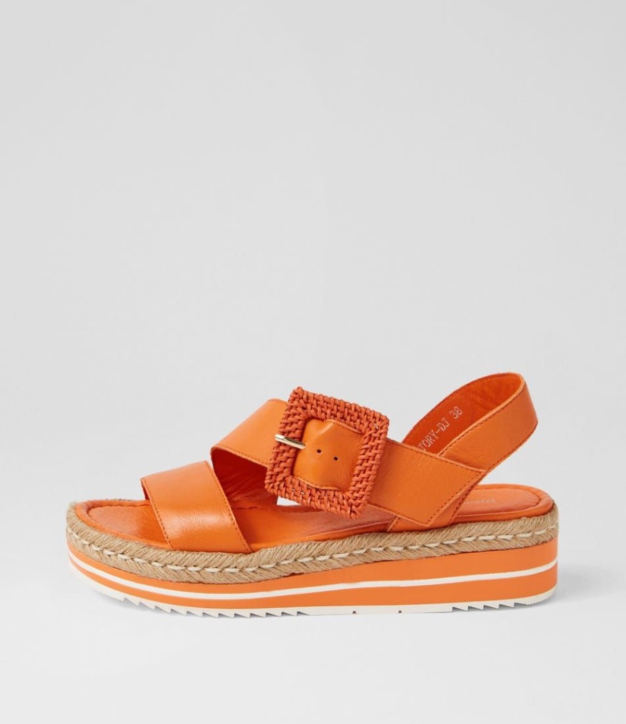 Shoes DJANGO & JULIETTE | Atory Bright Orange Leather Sandals