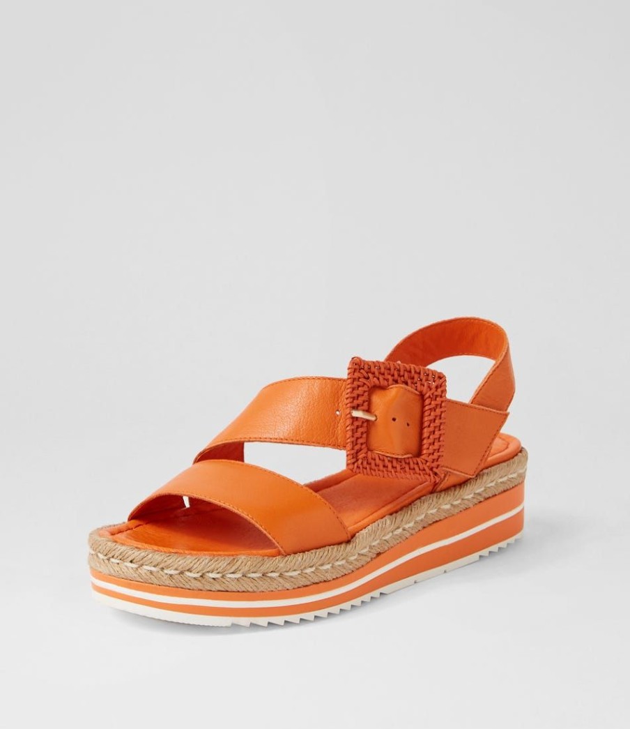 Shoes DJANGO & JULIETTE | Atory Bright Orange Leather Sandals