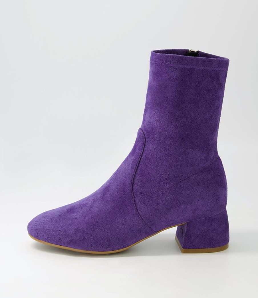 Shoes DJANGO & JULIETTE | Checkie Purple Stretch Microsuede Ankle Boots