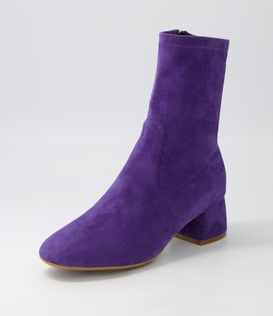 Shoes DJANGO & JULIETTE | Checkie Purple Stretch Microsuede Ankle Boots