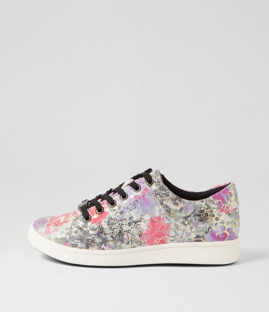 Shoes ZIERA | Delilah Xf Black Floral Leather Sneakers