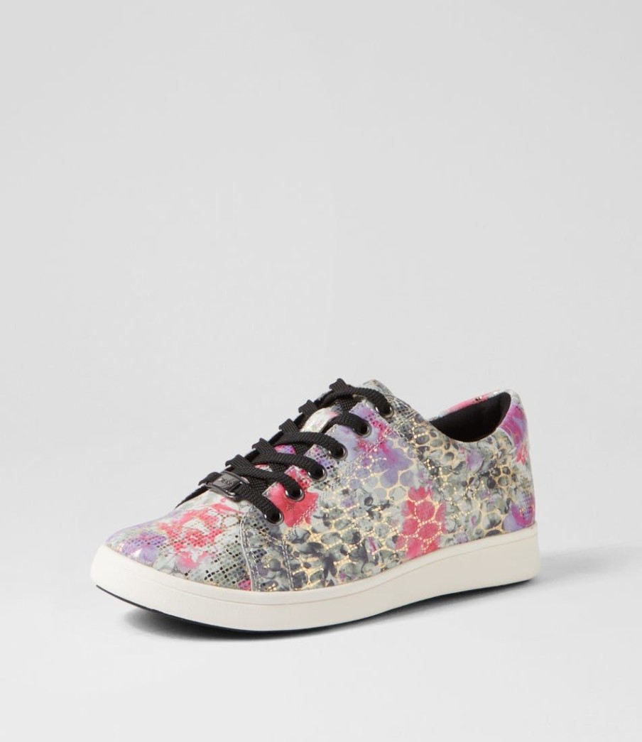 Shoes ZIERA | Delilah Xf Black Floral Leather Sneakers