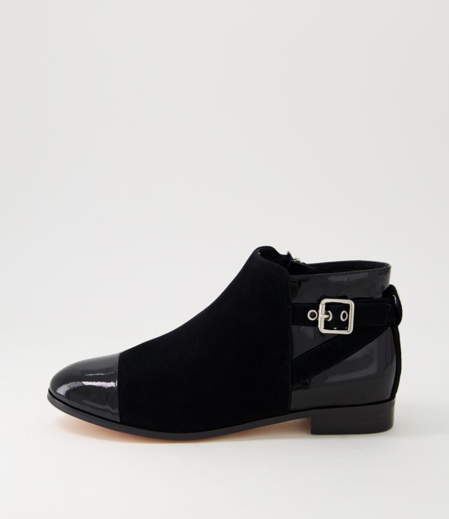 Shoes DJANGO & JULIETTE | Jesie Black Patent Suede Ankle Boots