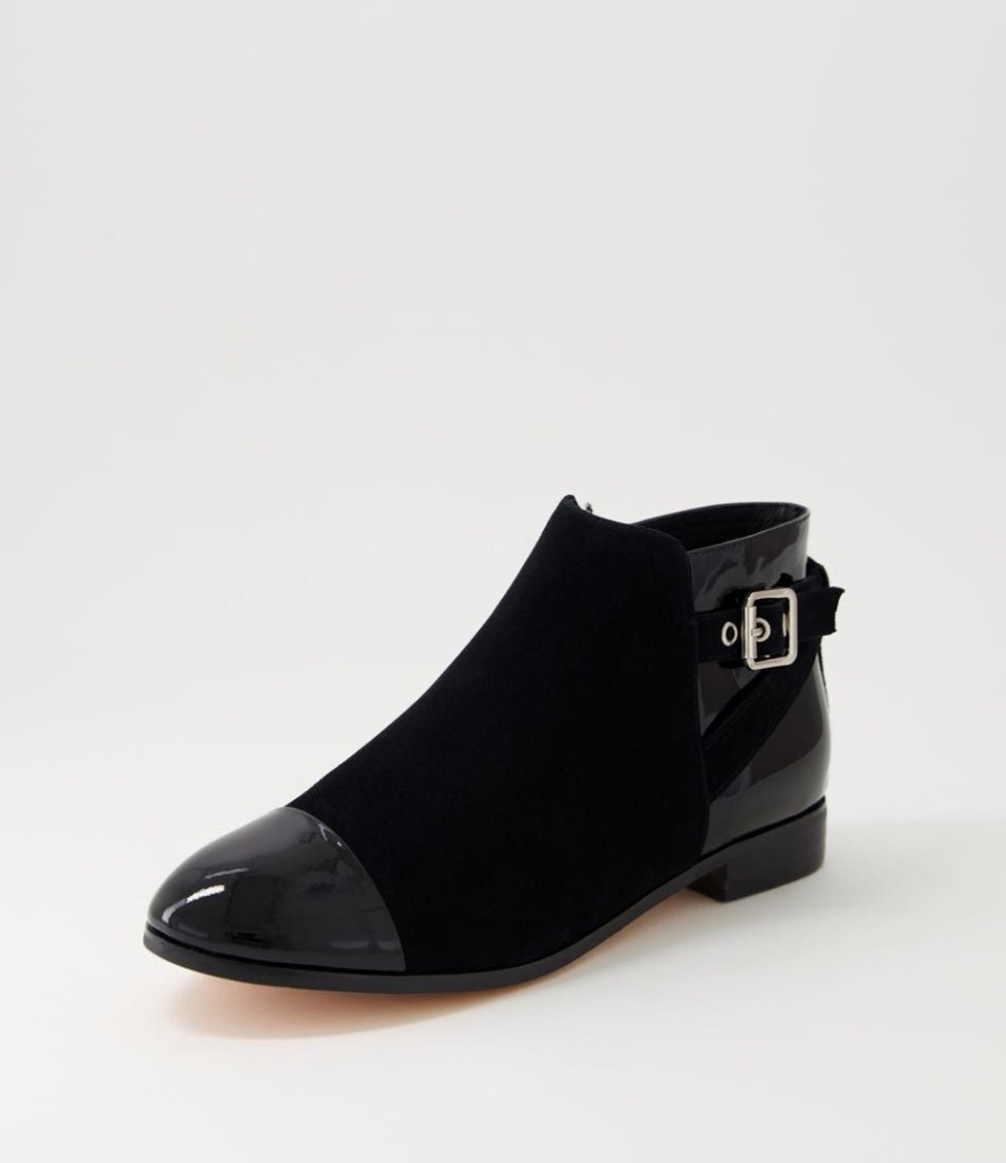 Shoes DJANGO & JULIETTE | Jesie Black Patent Suede Ankle Boots