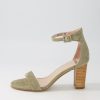 Shoes MOLLINI | Gessie Khaki Natural Heel Suede Sandals