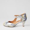 Shoes ZIERA | Timon Xw Navy Silver Floral Leather Heels